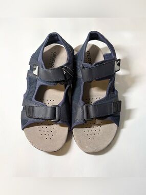 Geox Strada Navy Dual Hook and Loop Adjustable Strap Men’s Sandals Size 9
